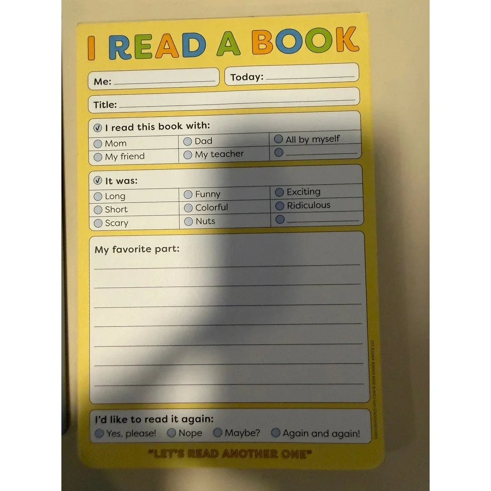 Knock Knock Notepad Bundle 4 Pack Todays Plan I Read A Book Artist Good Night